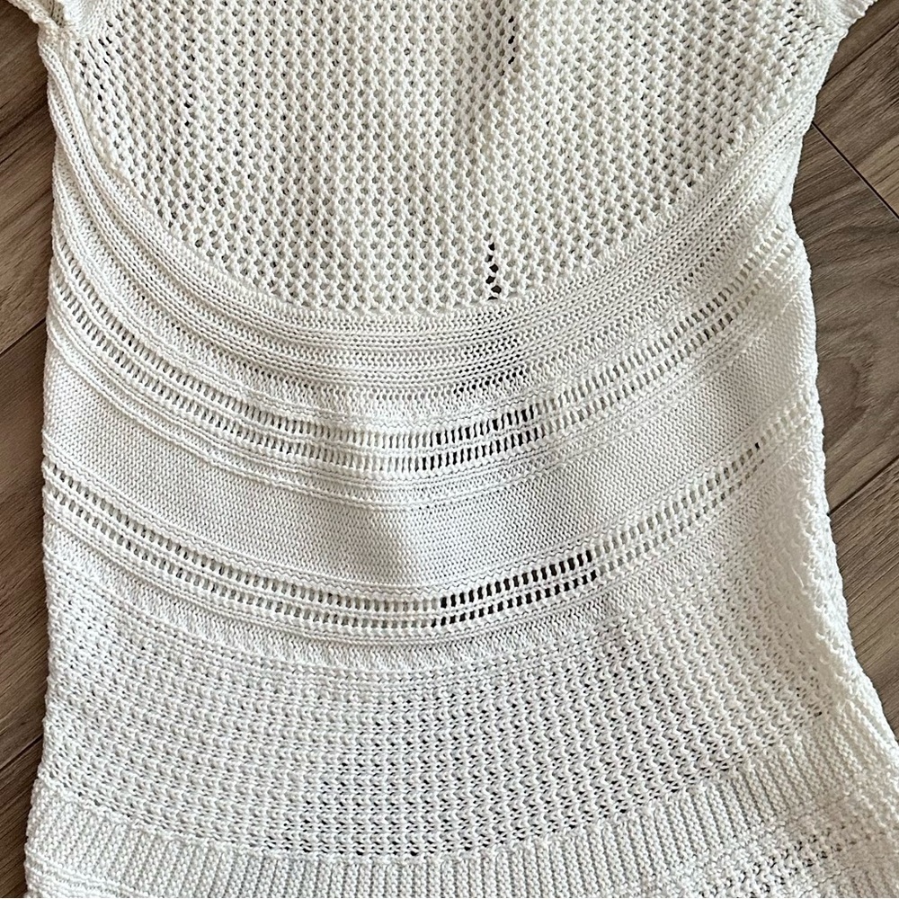 White Knit Short Sleeve Cardigan
